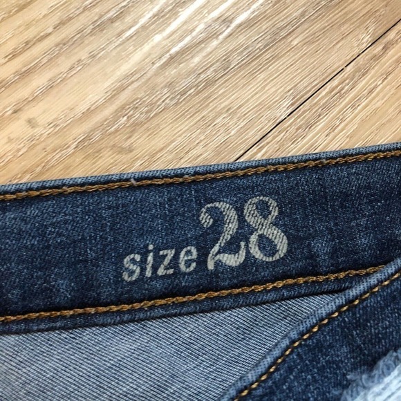 J Crew Toothpick Jeans Women's Size 28 Dark Wash Distressed Tore Patch - Picture 5 of 8